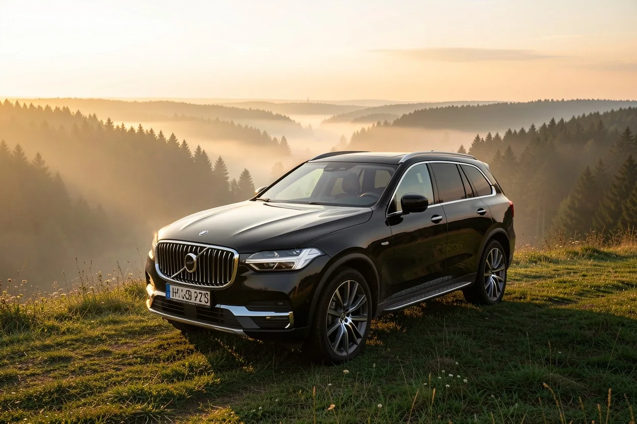 SUV premium na trasie widokowej o świcie
