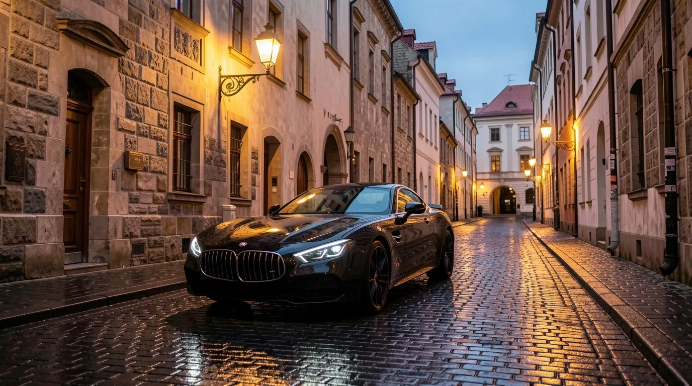 Samochód premium Taveloria na ulicach Starego Miasta w Krakowie