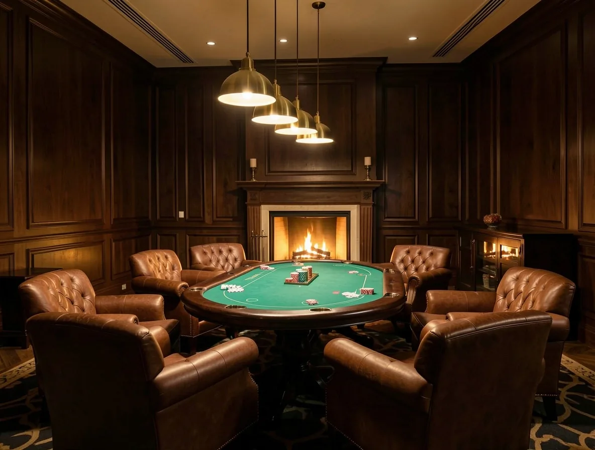 Wnętrze Poker Lounge Taveloria po zmroku