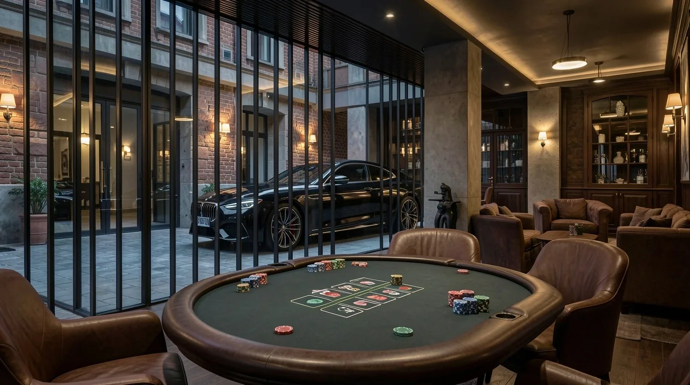 Wnętrze salonu Taveloria z samochodem premium